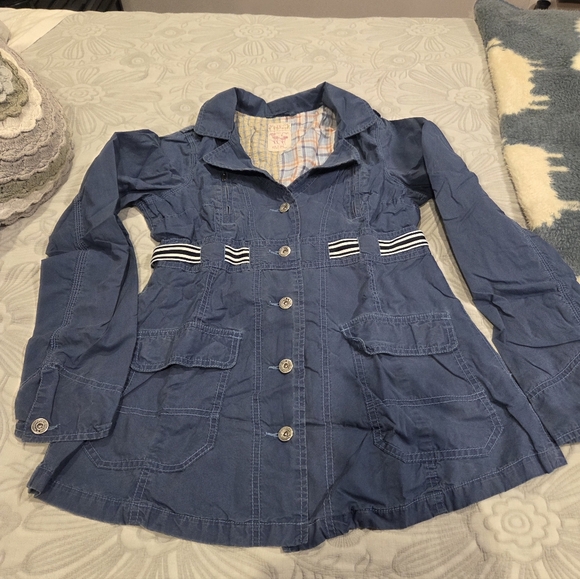 Free People Jackets & Blazers - Free People Blue Cotton Jacket Size 4